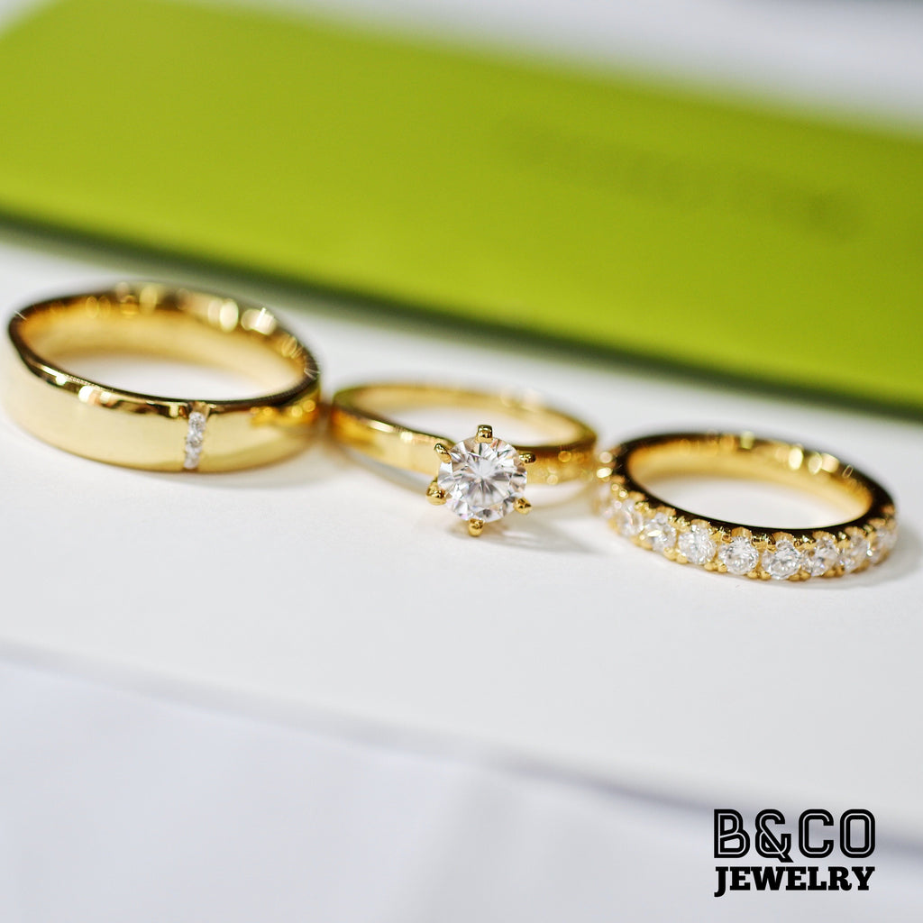 B&Co Jewelry Wedding Band + Engagement Ring Set Sant’ Andrea Set
