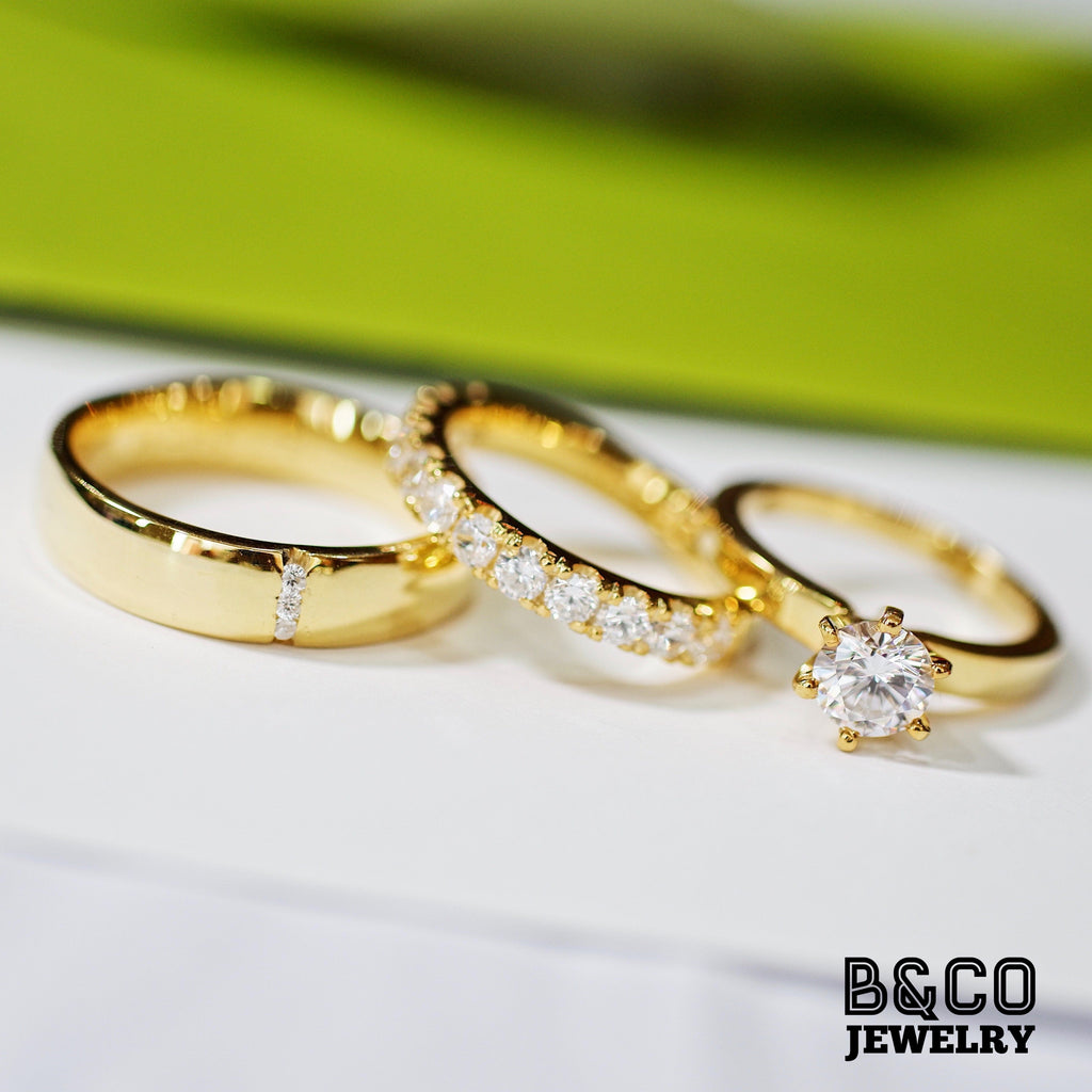 B&Co Jewelry Wedding Band + Engagement Ring Set Sant’ Andrea Set