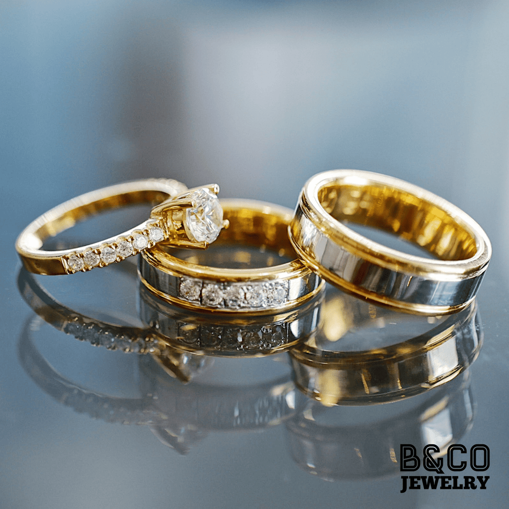 B&Co Jewelry Wedding Band + Engagement Ring Set Tuscany x Porto Set