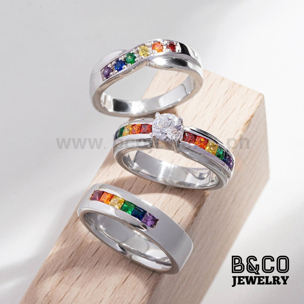 LOVE, COURAGE, PASSION Pride Ring Set - B&Co Jewelry