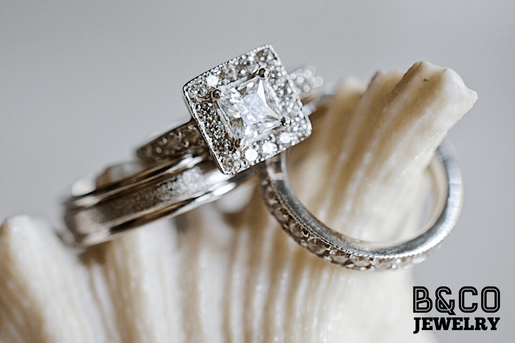 B&Co Jewelry Wedding Band + Engagement Ring Set Crete Set