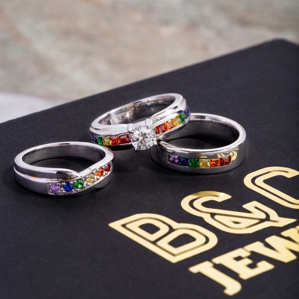LOVE, COURAGE, PASSION Pride Ring Set - B&Co Jewelry