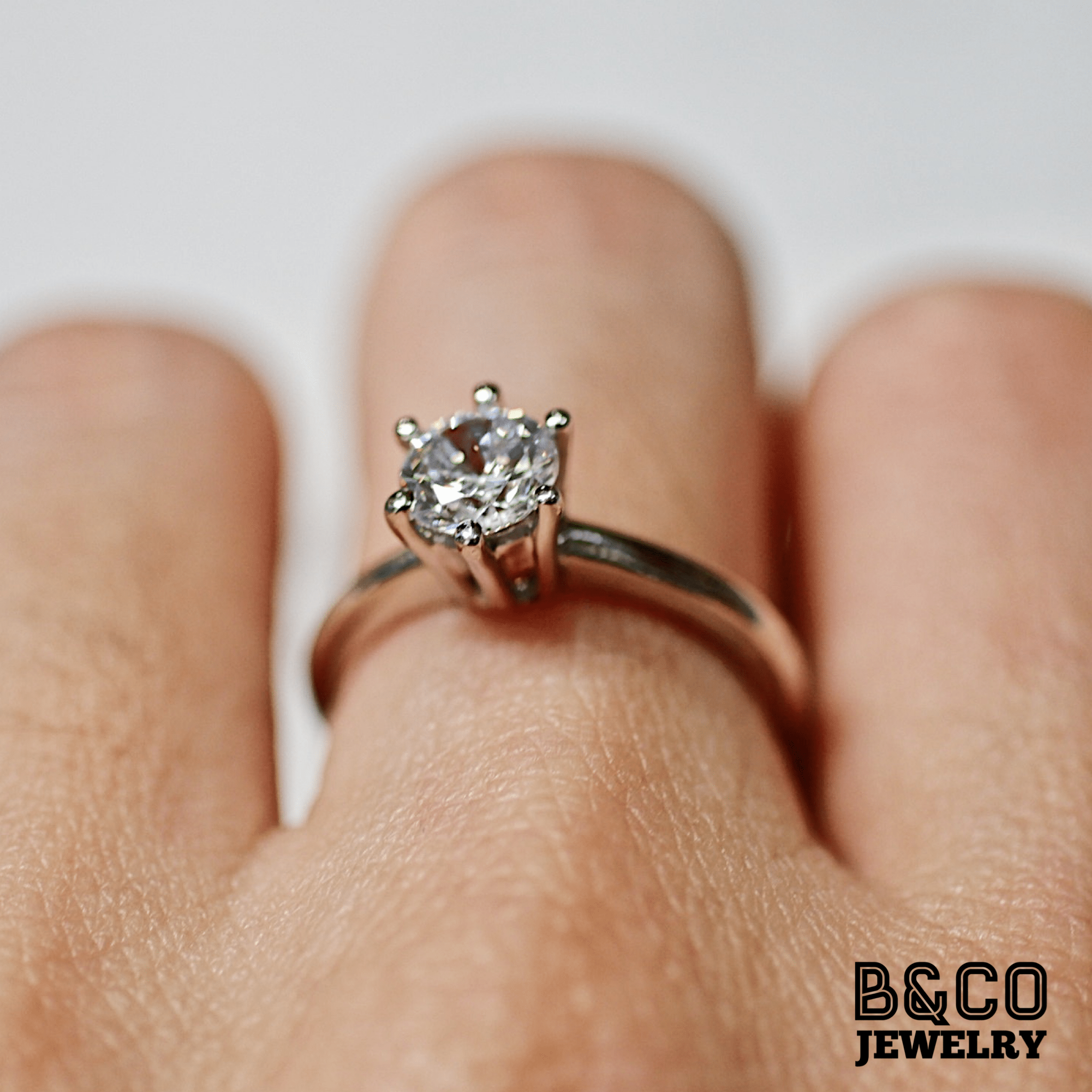 1ct Solitaire 6 prong Engagement Ring B Co Jewelry