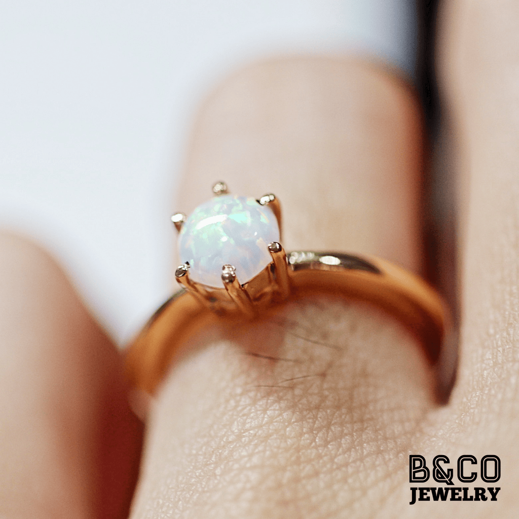 1ct Solitaire Opal Engagement Ring - B&Co Jewelry