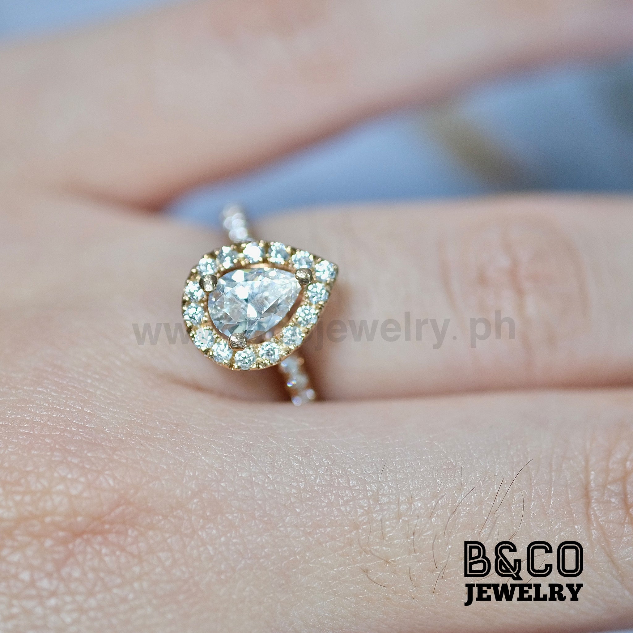 1ct Turin Pear Engagement Ring B&Co Jewelry