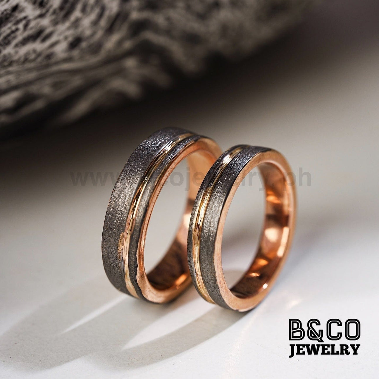 Arcadia Code Black Wedding Rings - B&Co Jewelry