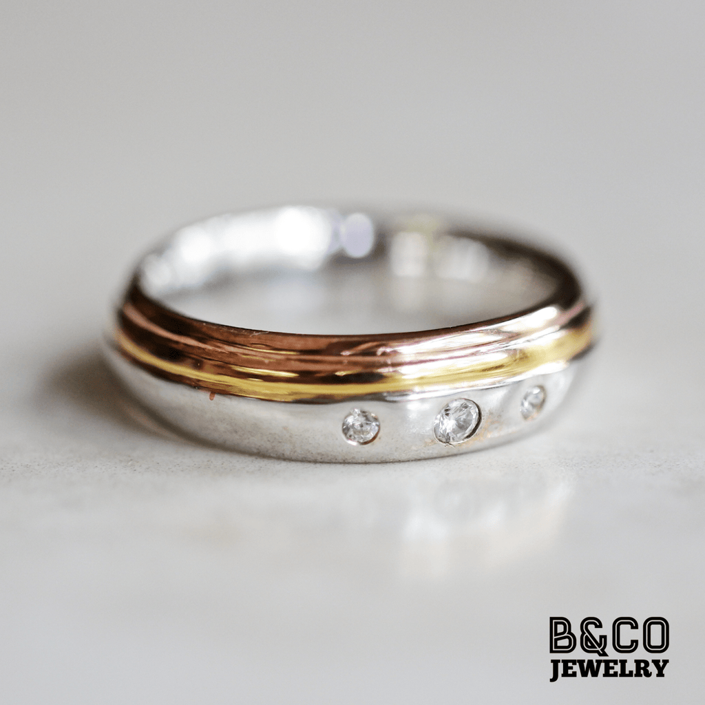 Bratislava Three Tone Wedding Rings - B&Co Jewelry