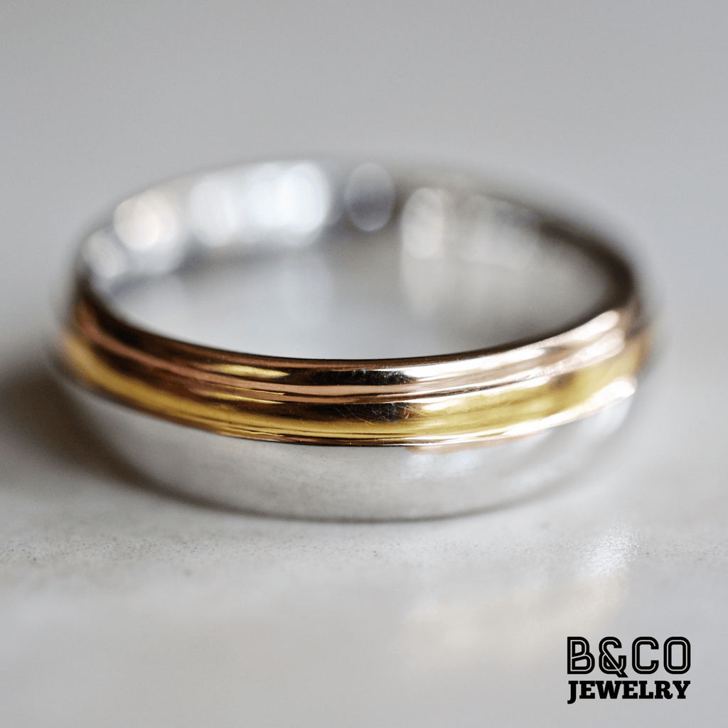 Bratislava Three Tone Wedding Rings - B&Co Jewelry