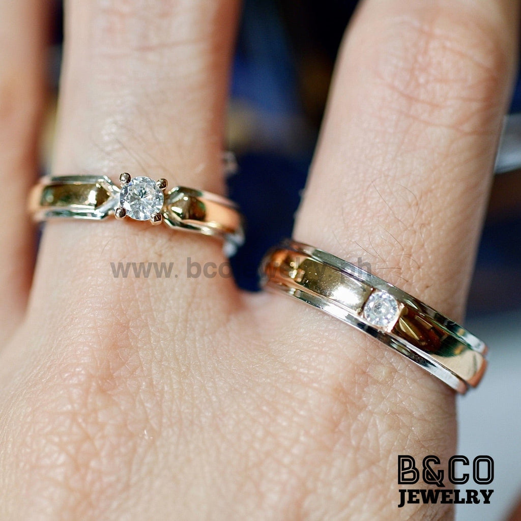 Capri Two Tone Wedding Rings - B&Co Jewelry