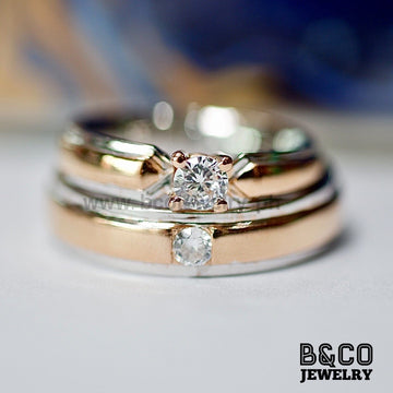 Capri Two Tone Wedding Rings - B&Co Jewelry