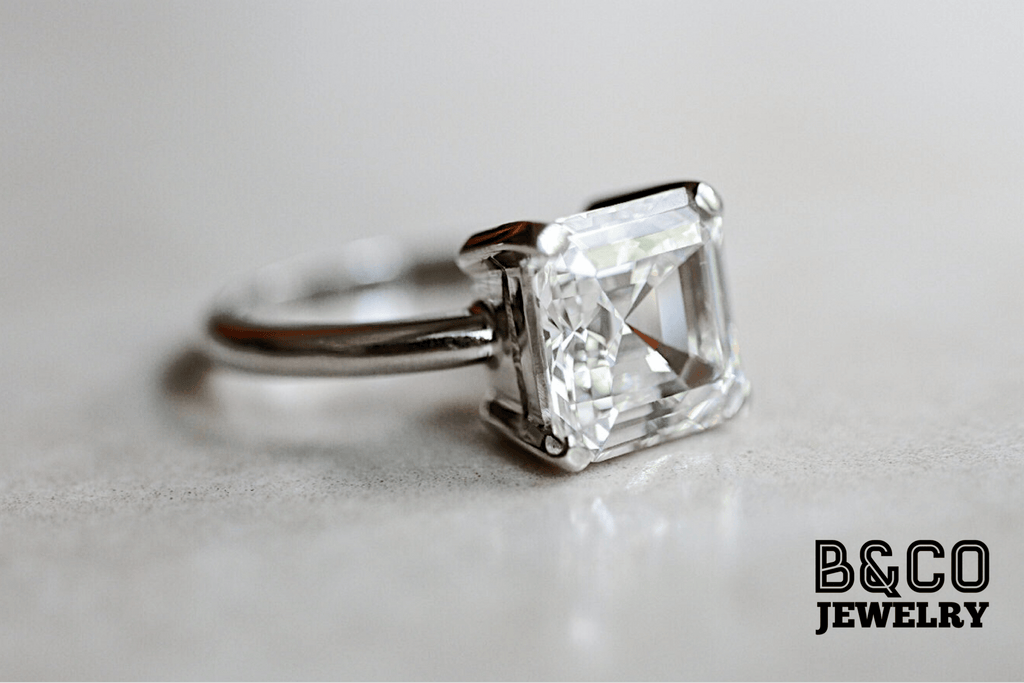 B&Co Jewelry Engagement Ring 3ct Asscher Cut Engagement Ring