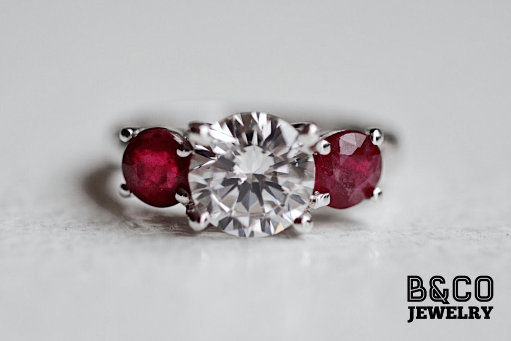 B&Co Jewelry Gemstone Ring 1.5ct Bordeaux Gemstone Engagement Ring