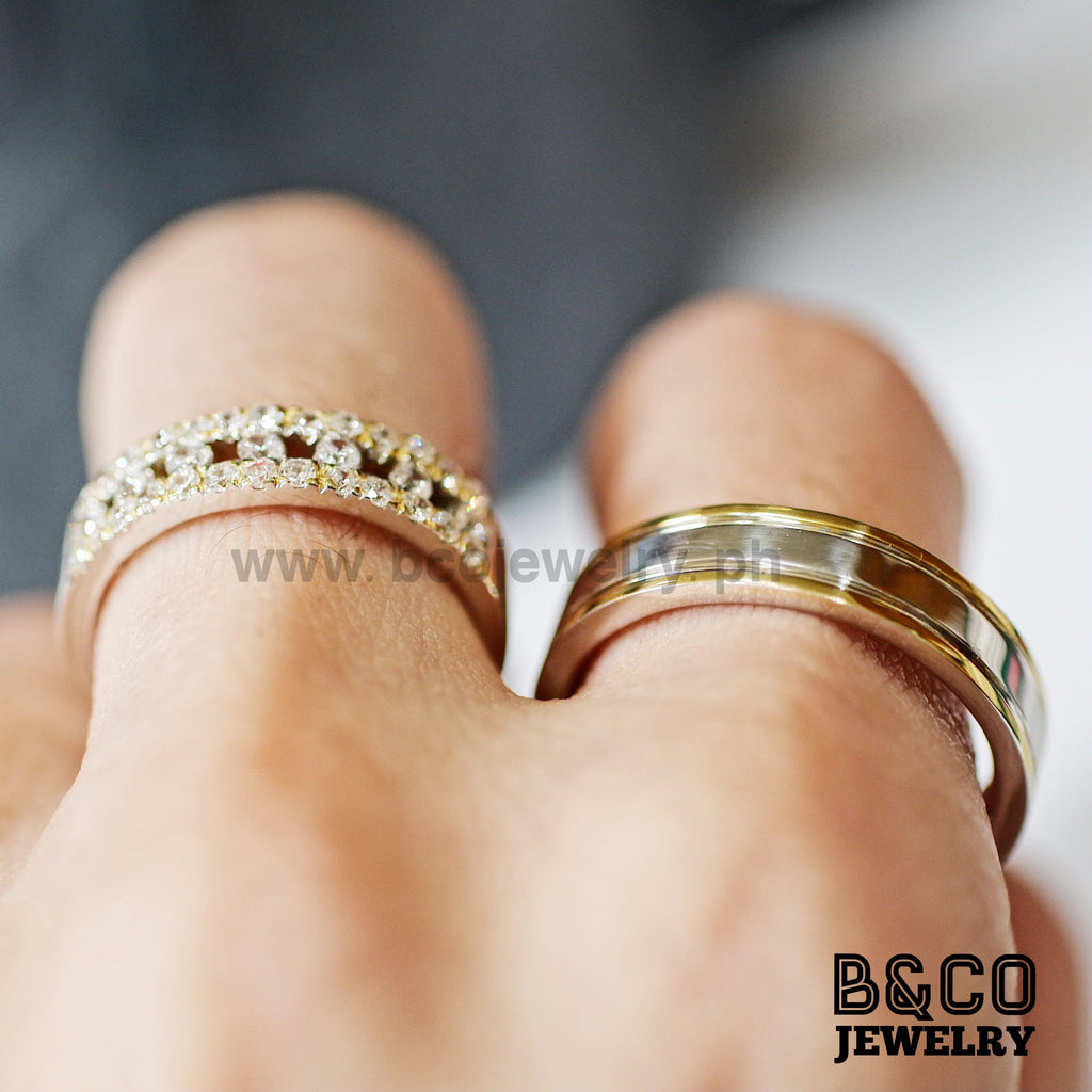 Giardini Two Tone Wedding Rings - B&Co Jewelry