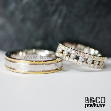 Giardini Two Tone Wedding Rings - B&Co Jewelry