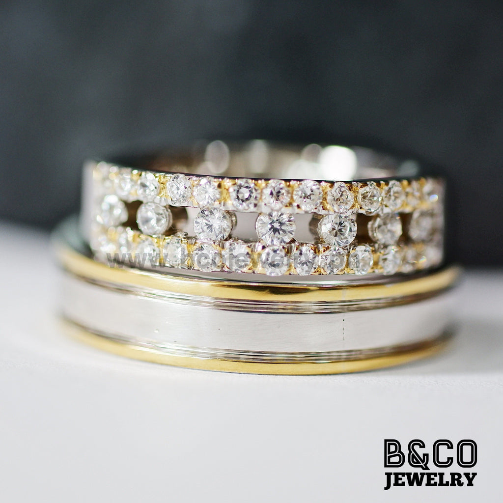 Giardini Two Tone Wedding Rings - B&Co Jewelry