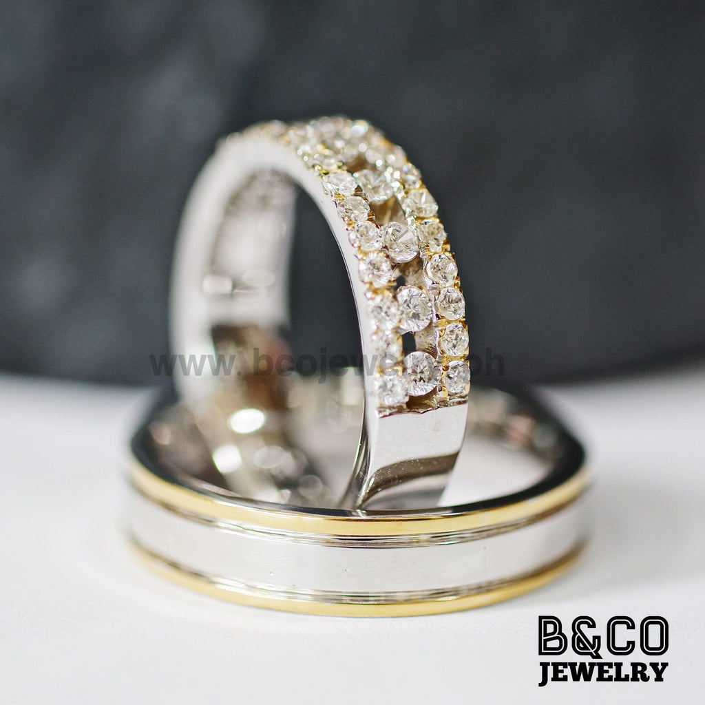 Giardini Two Tone Wedding Rings - B&Co Jewelry