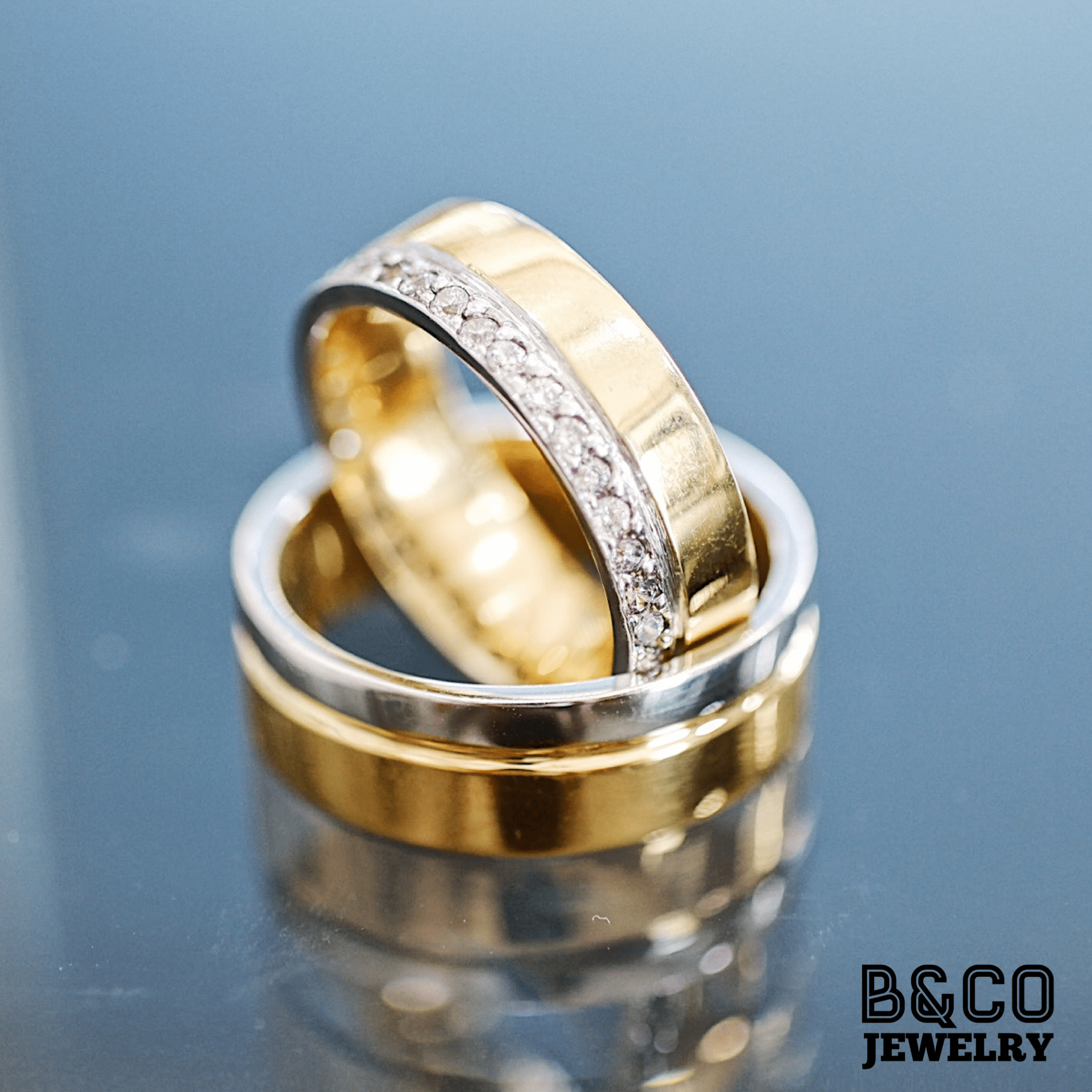 Luxor Two Tone Wedding Rings B&Co Jewelry