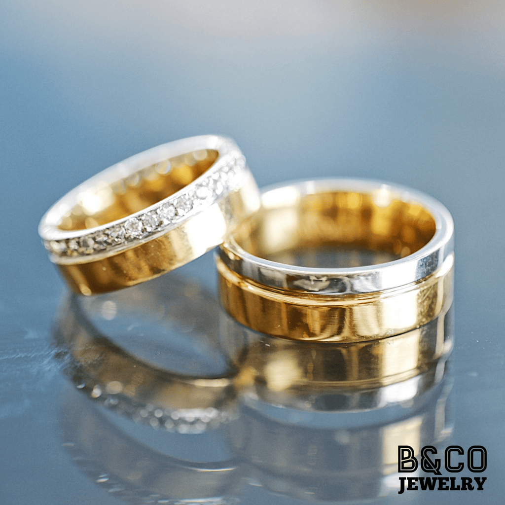 Luxor Two Tone Wedding Rings - B&Co Jewelry