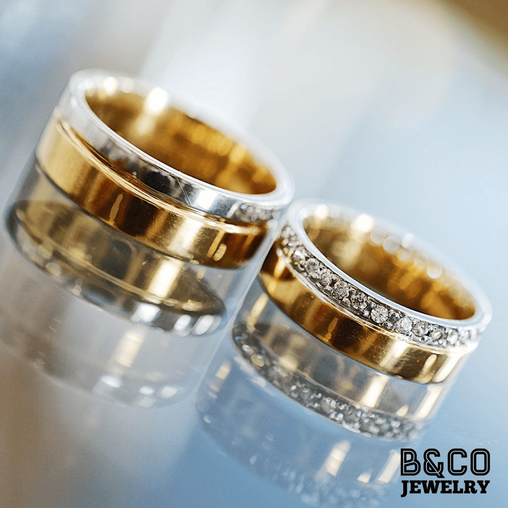 Luxor Two Tone Wedding Rings - B&Co Jewelry