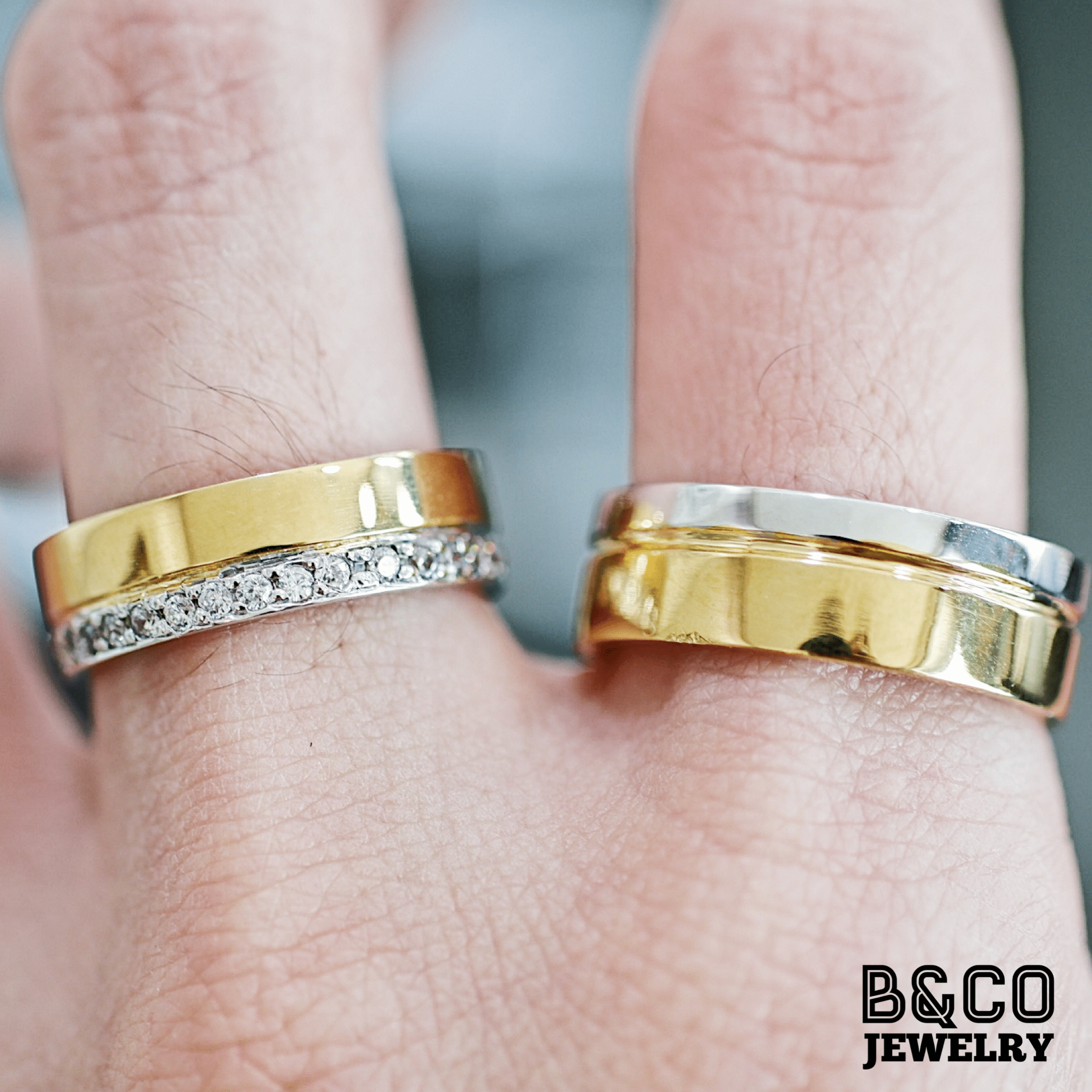 Luxor Two Tone Wedding Rings B&Co Jewelry