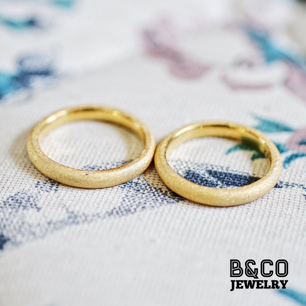Minimalist Sandblast Wedding Rings - B&Co Jewelry
