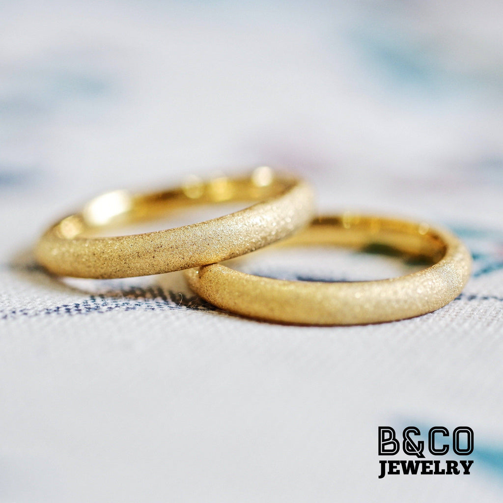 Minimalist Sandblast Wedding Rings - B&Co Jewelry