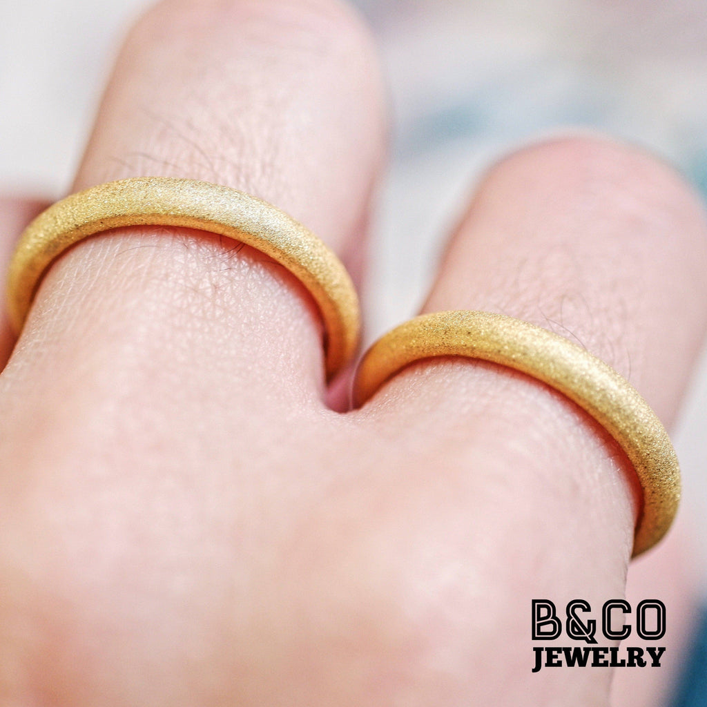 Minimalist Sandblast Wedding Rings - B&Co Jewelry