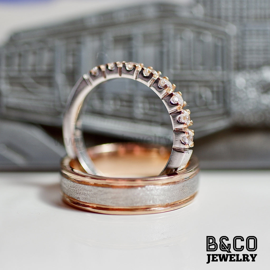 Salzburg Two Tone Wedding Rings - B&Co Jewelry