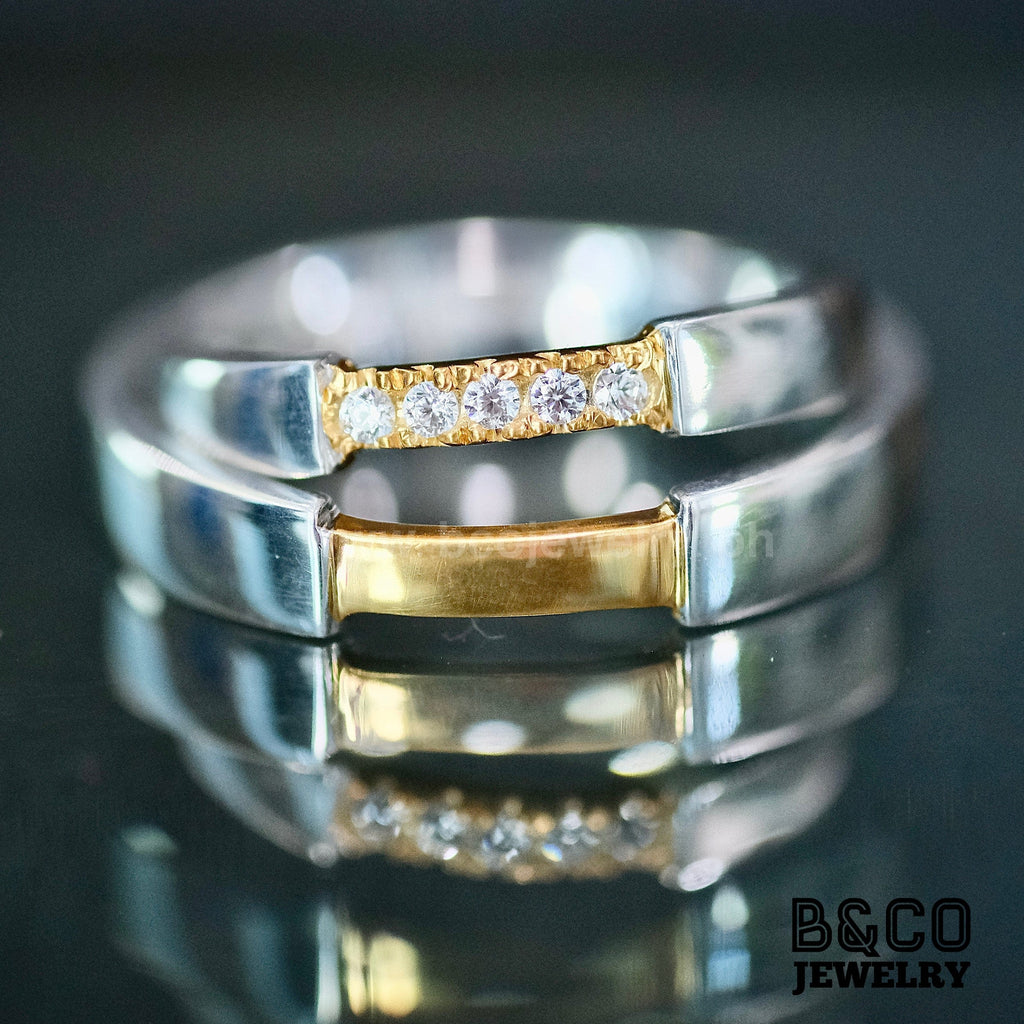 Segovia Two Tone Wedding Rings - B&Co Jewelry