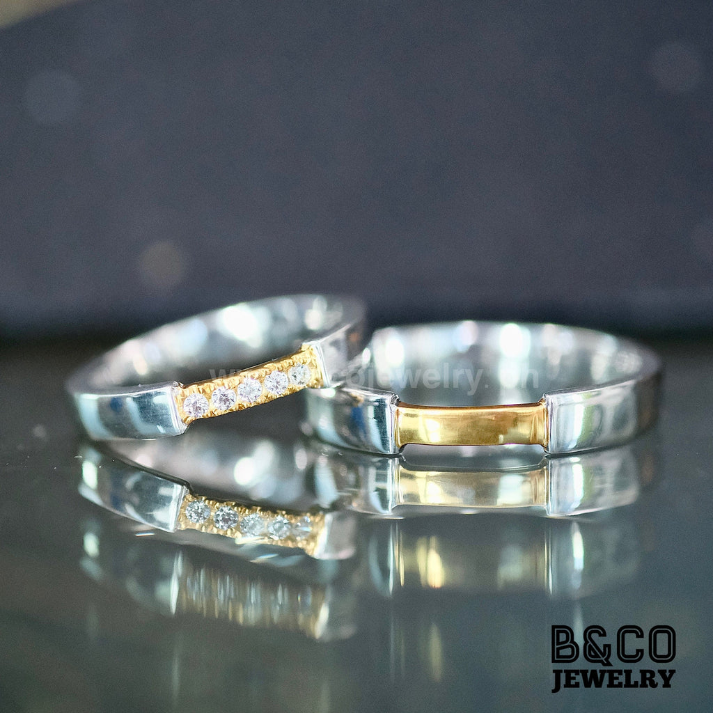 Segovia Two Tone Wedding Rings - B&Co Jewelry