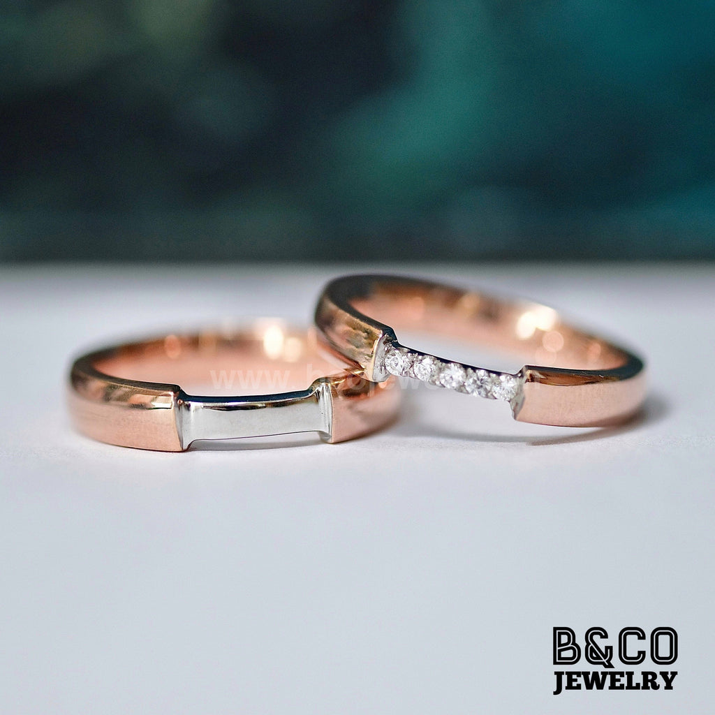 Segovia Two Tone Wedding Rings - B&Co Jewelry