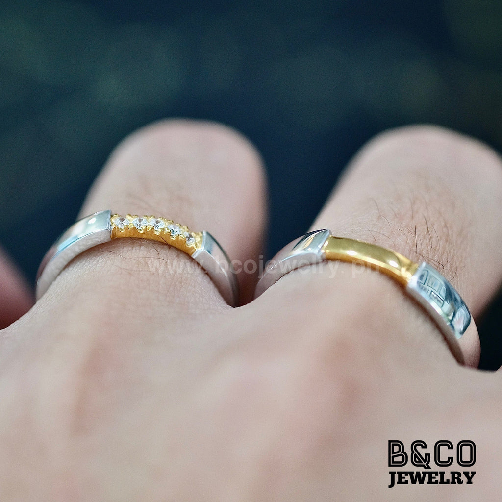 Segovia Two Tone Wedding Rings - B&Co Jewelry