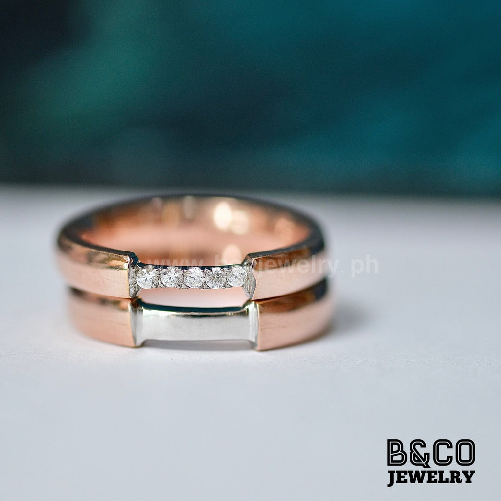 Segovia Two Tone Wedding Rings - B&Co Jewelry