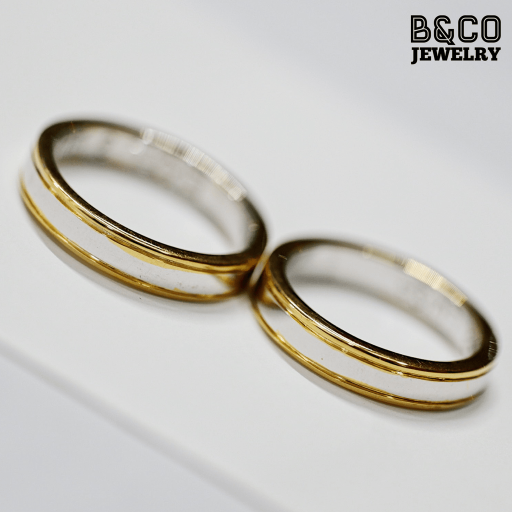 Skiathos Two Tone Wedding Rings - B&Co Jewelry