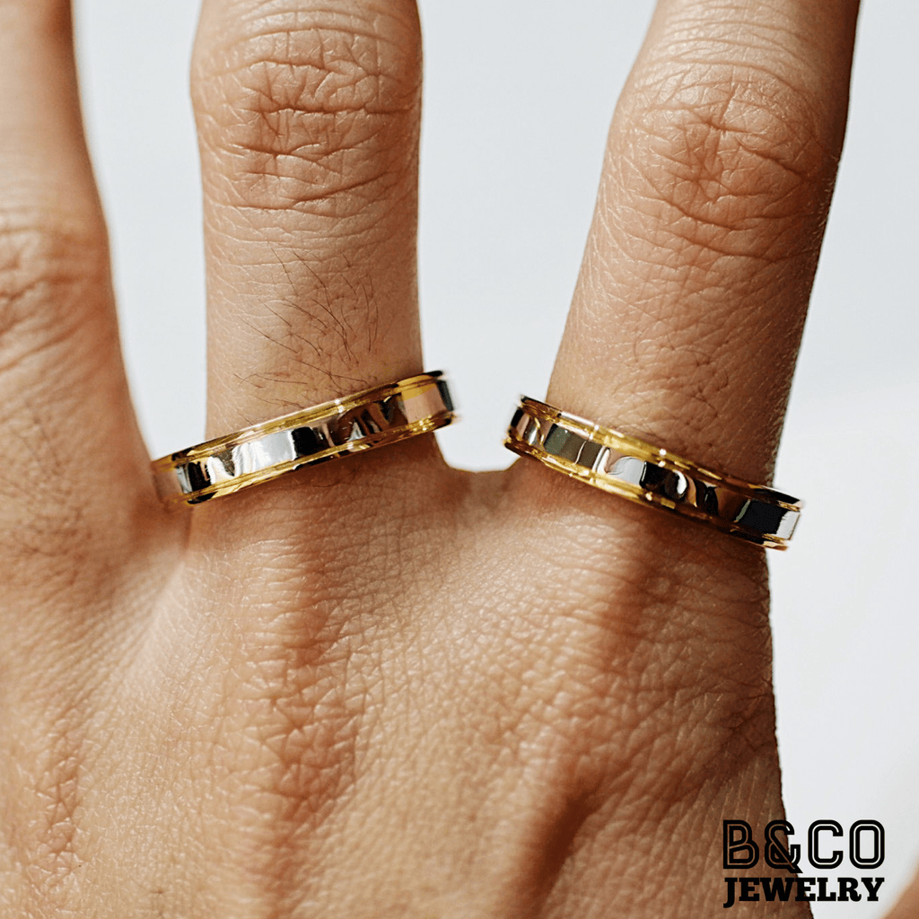 Skiathos Two Tone Wedding Rings - B&Co Jewelry