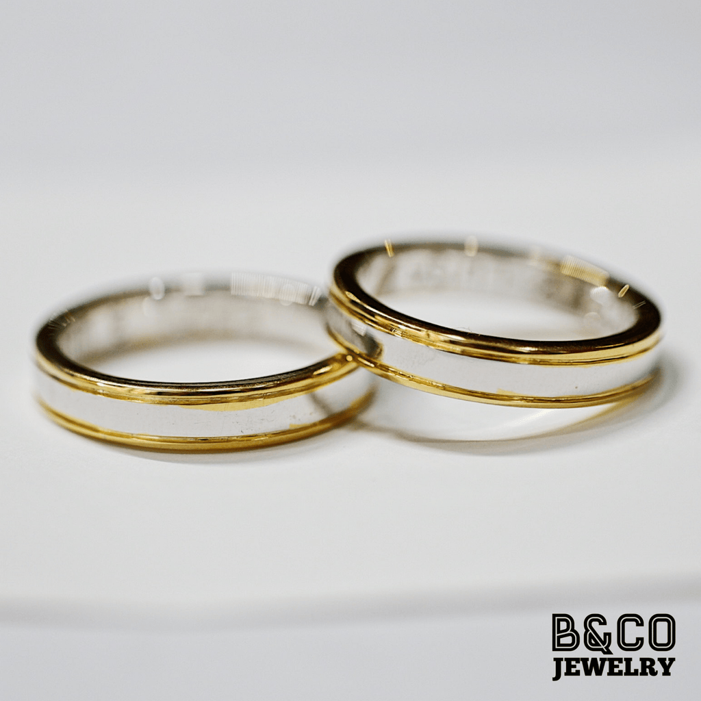 Skiathos Two Tone Wedding Rings - B&Co Jewelry