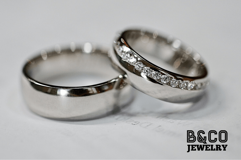 B&Co Jewelry Wedding Band + Engagement Ring Set Asklepios Set