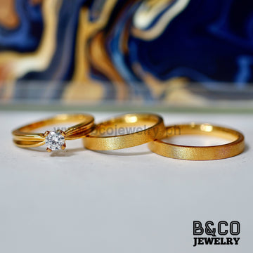 B&Co Jewelry Wedding Band + Engagement Ring Set Azores Set