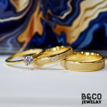 B&Co Jewelry Wedding Band + Engagement Ring Set Killarney Set