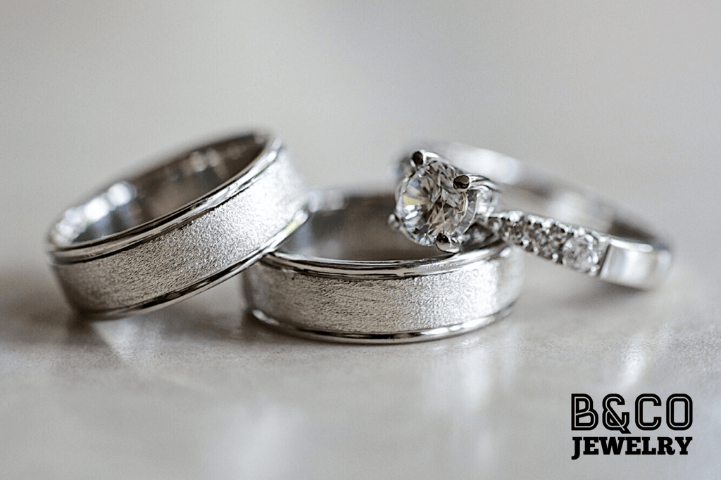 B&Co Jewelry Wedding Band + Engagement Ring Set Salento x Athens Set