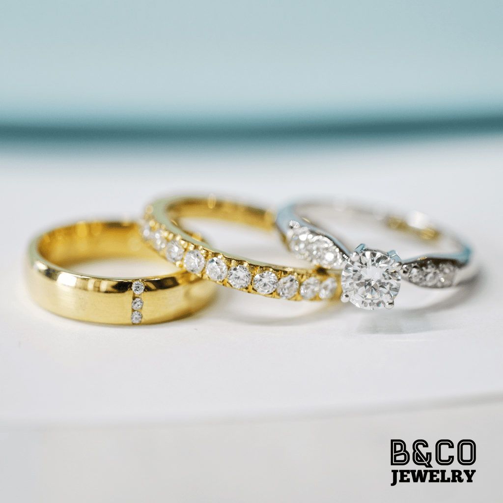 B&Co Jewelry Wedding Band + Engagement Ring Set Sant’ Andrea x Athens Set