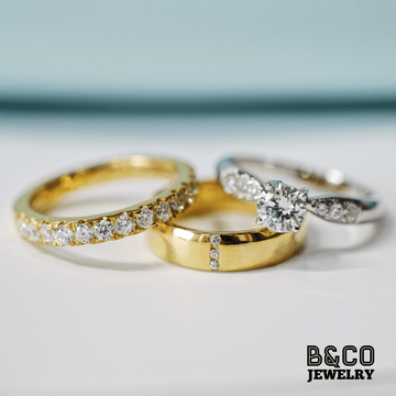 B&Co Jewelry Wedding Band + Engagement Ring Set Sant’ Andrea x Athens Set