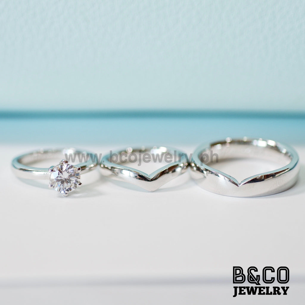 B&Co Jewelry Wedding Band + Engagement Ring Set Shannon Set