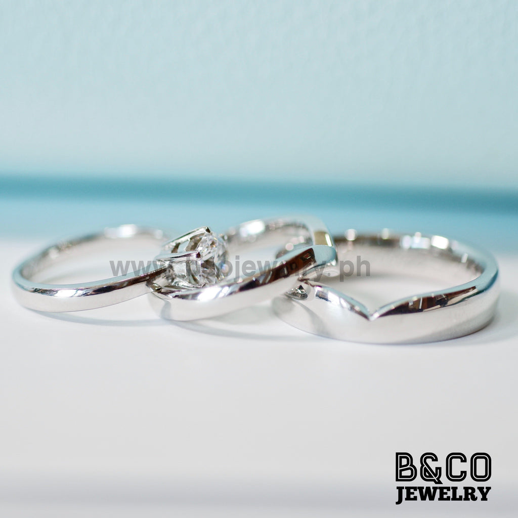 B&Co Jewelry Wedding Band + Engagement Ring Set Shannon Set