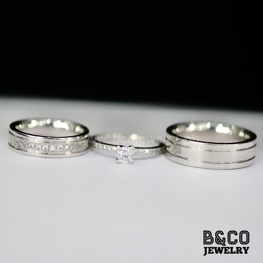 B&Co Jewelry Wedding Band + Engagement Ring Set Strasbourg Set