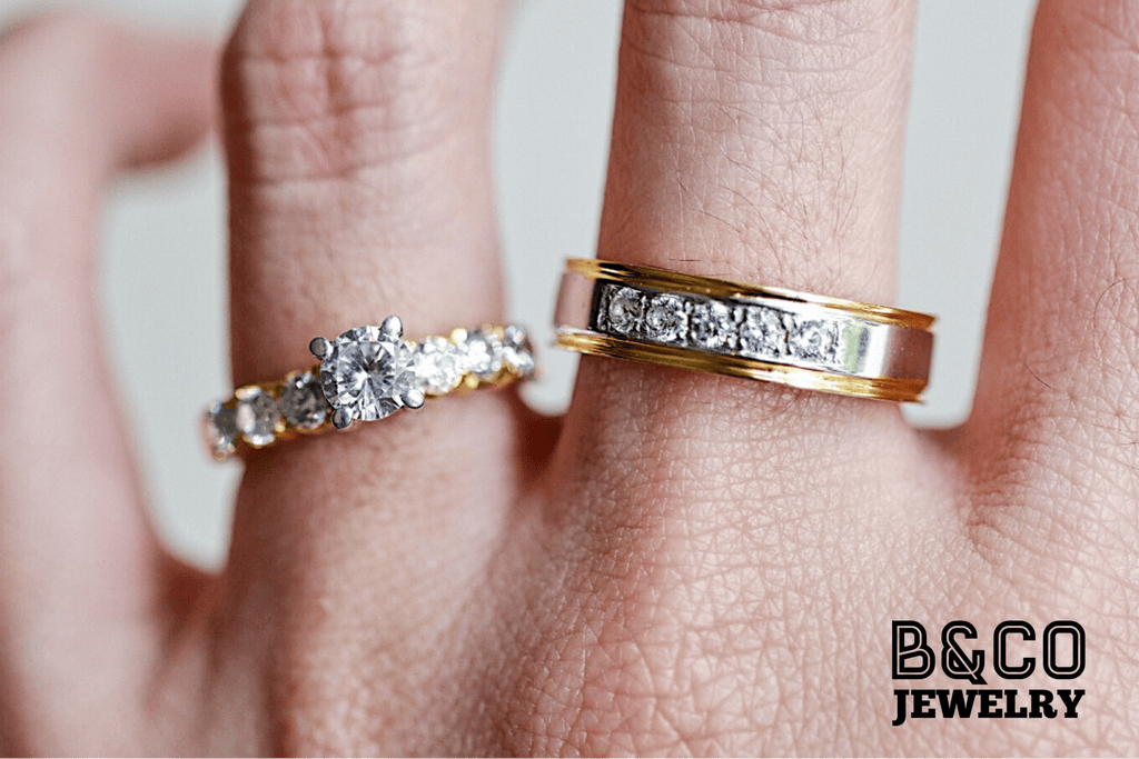 B&Co Jewelry Wedding Band + Engagement Ring Set Tuscany x Milan Set