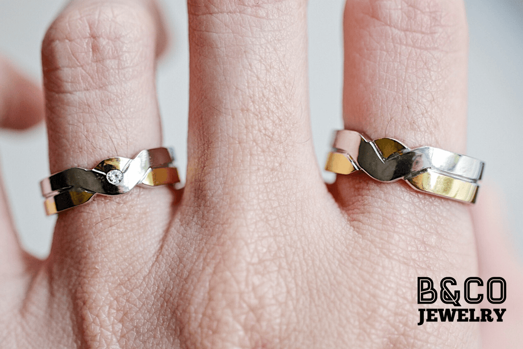 B&Co Jewelry Wedding Ring Civico Two Tone Wedding Rings