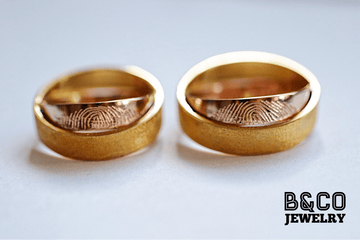 B&Co Jewelry Wedding Ring Fingerprint Duo Band Two Tone Wedding Rings