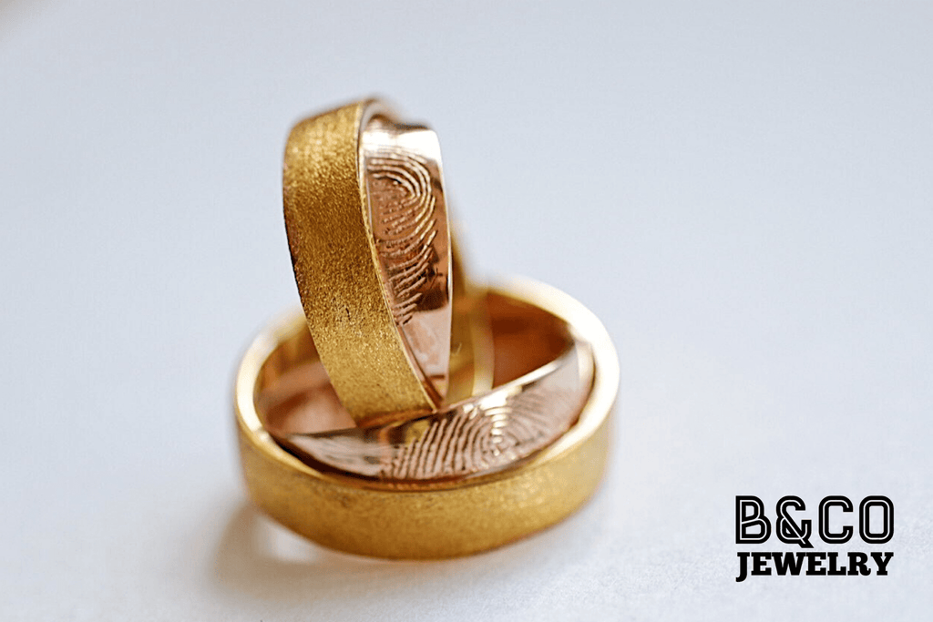 B&Co Jewelry Wedding Ring Fingerprint Duo Band Two Tone Wedding Rings