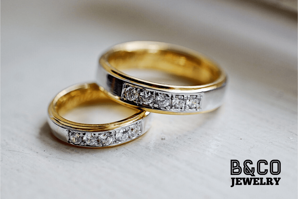 B&Co Jewelry Wedding Ring Tuscany Premier Two Tone Wedding Rings